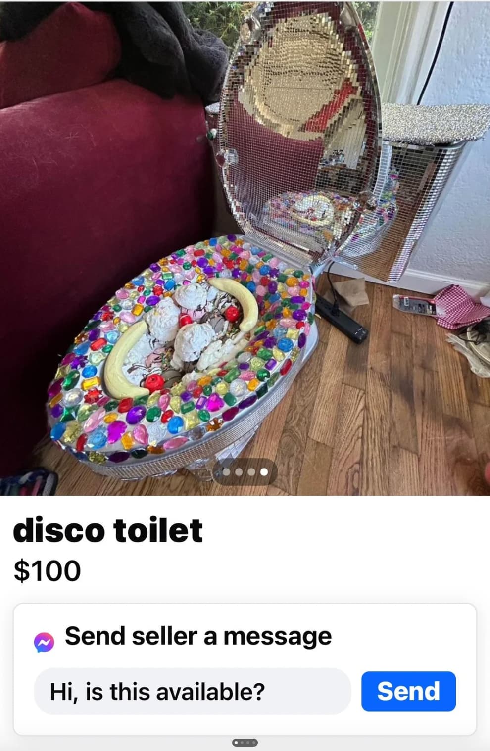 easter - disco toilet $100 Send seller a message Hi, is this available? Send